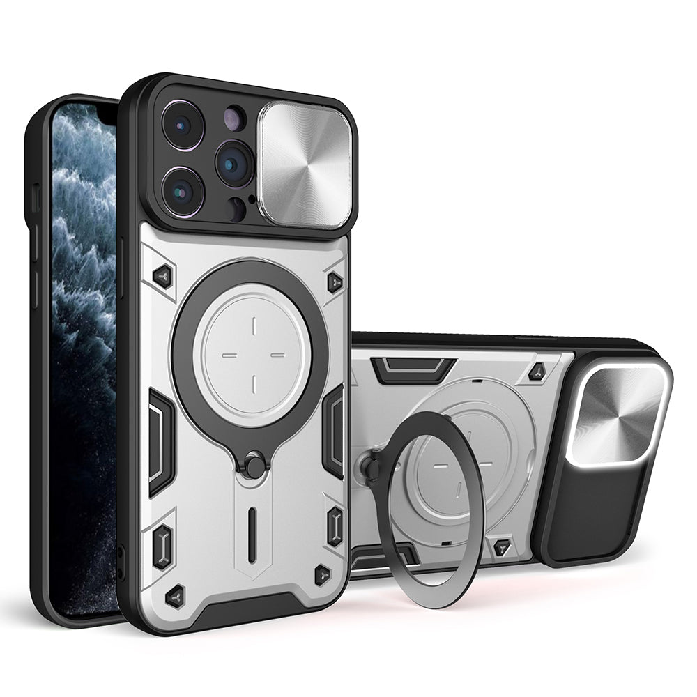 For iPhone 11 Pro Max Slide Camera Lid Drop-proof Cover Rotatable Kickstand PC + TPU Phone Case For iPhone 11 Pro Max Slide Camera Lid Drop-proof Cover Rotatable Kickstand PC + TPU Phone Case